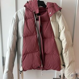 Kith Women Corey Hooded Puffer Jacket - Mauve/Cream - Size XS - Tech Puffer